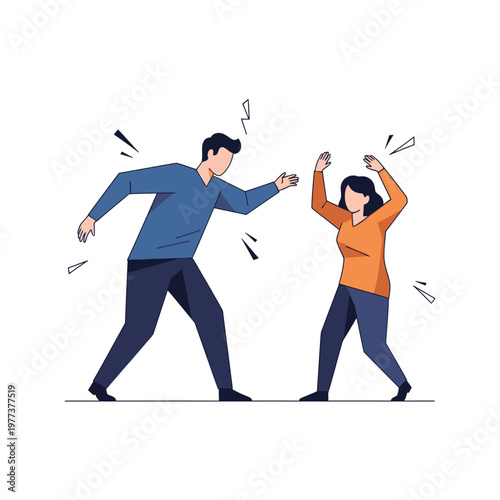 Couple Arguing, Relationship Conflict, Frustration, Anger, Disagreement, Vector Illustration