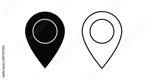 Free Download Two location pin icons one filled one outlined silhouette - GFXLoad