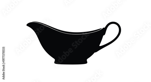 Black sauce boat on white background a striking silhouette