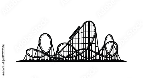 Intricate roller coaster design in a striking black silhouette