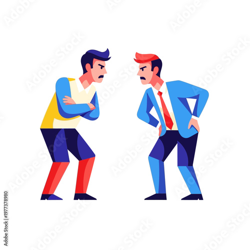 Two men arguing, conflict, disagreement, business dispute, confrontation, rivalry, opposition