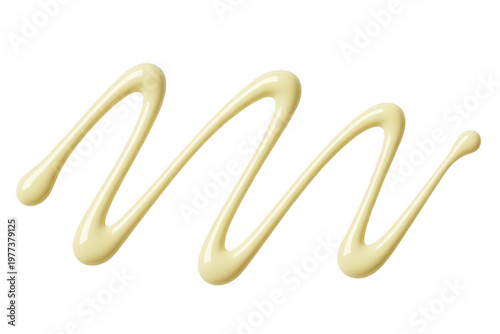 A swirl of creamy white sauce or dressing drizzled in a zigzag pattern on a white background isolated on a transparent background