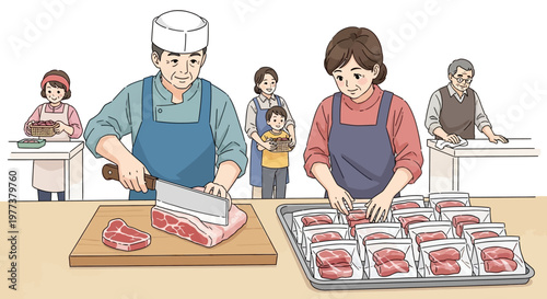 Eid al-Adha meat packaging and preparation for distribution
