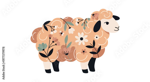 Floral Sheep Illustration for Eid al-Adha Celebration