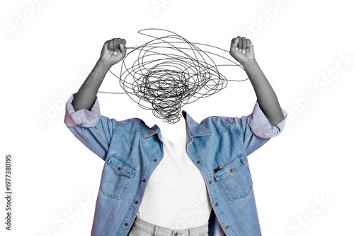 Obraz na płótnie Composite trend artwork 3D sketch photo collage of headless incognito person mes