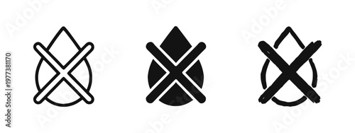 No Water or Water Restriction Icon Set for Drought and Conservation Themes