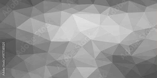 Abstract geometric polygon pattern design in monochromatic gray tones, creating a visually dynamic and modern aesthetic.