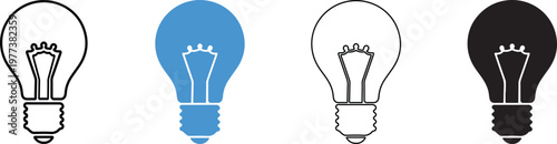A set of four lightbulb icons in different colors on a white background