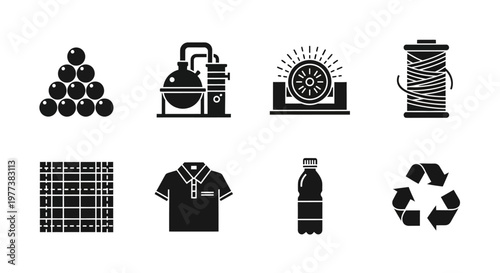 Eco friendly icons, sustainable living symbols, recycling signs, green lifestyle graphics, vector set