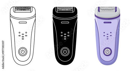 Electric shavers, razor sets, grooming tools, vector icons