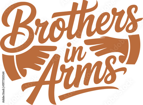 Brothers in Arms Hand Gesture Typography Illustration for black background and hands
