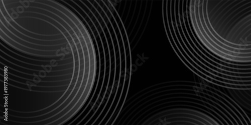 Abstract shine grey circle lines and shapes in black background. Futuristic wallpaper design