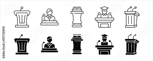 Lectern Speech Presentation Education Icon