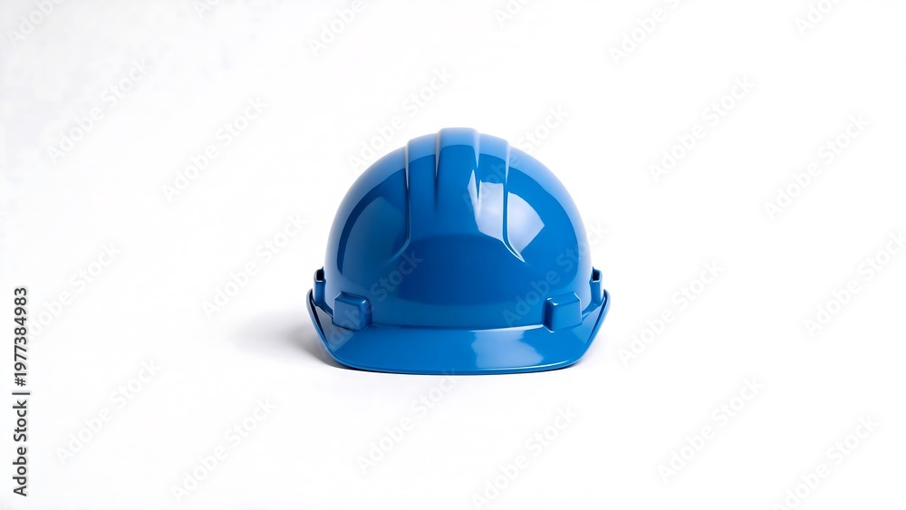 Fototapeta premium Blue hard hat on white background