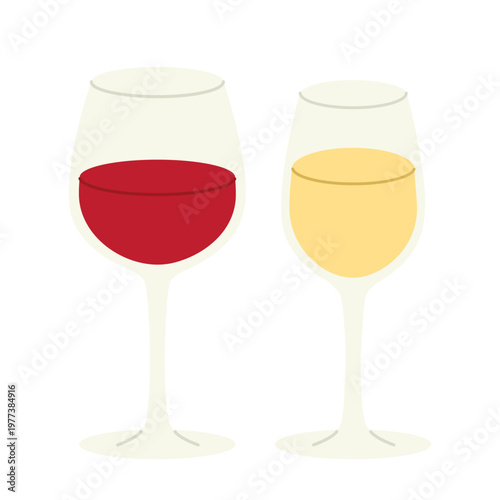 glass of red and white wine,wine tasting concept, celebration, fine dining atmosphere - vector illustration