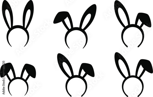 Rabbit ears, bunny ears headband silhouette. 