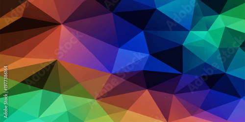 A stunning mosaic of vibrant triangles bursts forth, showcasing a kaleidoscope of colors in a visually captivating, digitally rendered pattern.