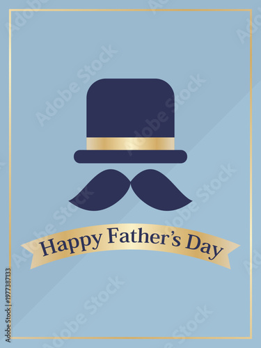 父の日のカード　くすみブルー＆ゴールド