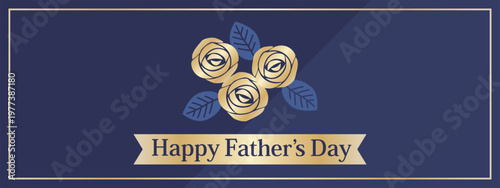 父の日のカード　ネイビーブルー＆ゴールド