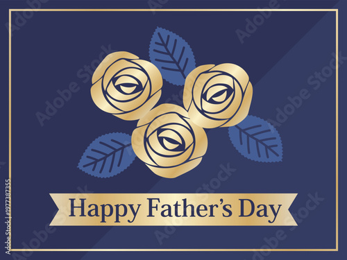 父の日のカード　ネイビーブルー＆ゴールド