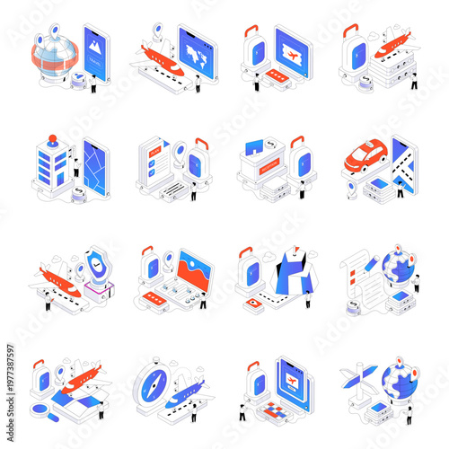 Set of Travel Isometric Illustrations