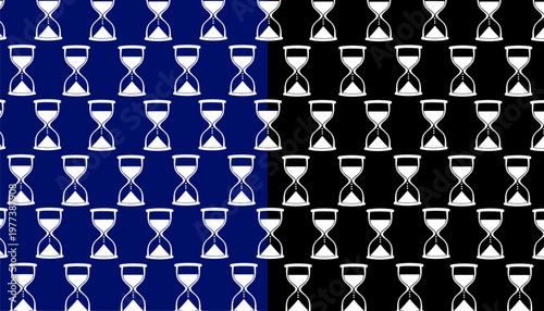 Hourglass Pattern Design. Seamless Time Symbol Illustration. Sand Timer Repeating Motif. Minimal Line Art Style. Background For Wallpaper Textile.