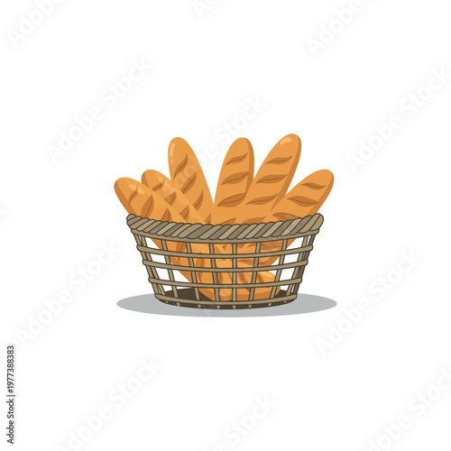 Freshly baked bread in basket.