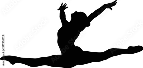 Ballet Dancer Silhouette Grand Jete Leap.