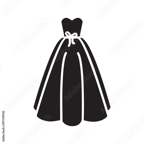 Vector Wedding Dress Icon on white background or silhouette vector 