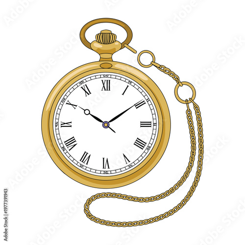 Antique gold pocket watch with roman numerals on cream background