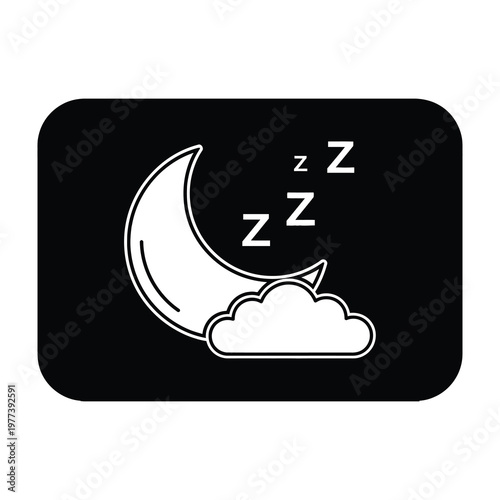 Sleepy night scene with crescent moon and cloud, zzz
