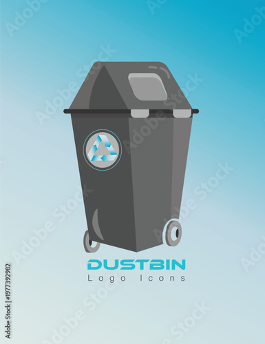 Modern Grey Dustbin Logo Design.