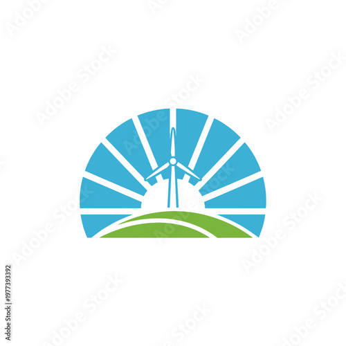 Wind Turbine Renewable Energy Logo.
