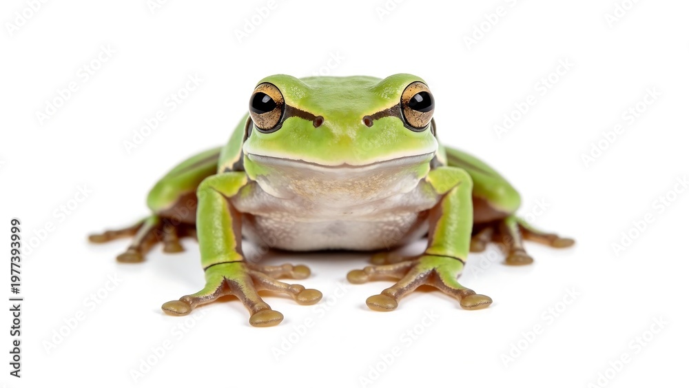 Fototapeta premium Green frog on white background
