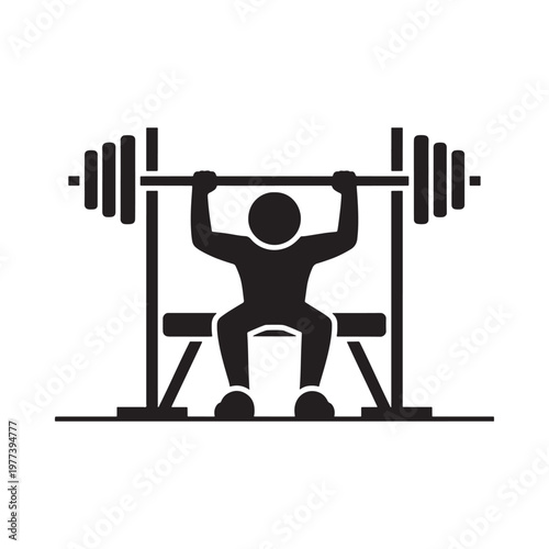 Silhouette of a weightlifter performing a squat with barbell equipment