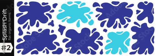 Stain splash drop with water paint shape and blot puddle figure. Milk geometric doodle with drip silhouette wavy and splat design cream. Banner vector uneven stain with edge white water and template.