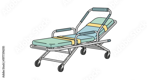 Hospital bed with safety straps.