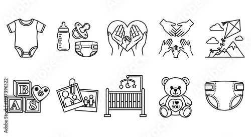 Bundle of Joy Baby Essentials, Family Love, and Childhood Memories Icons