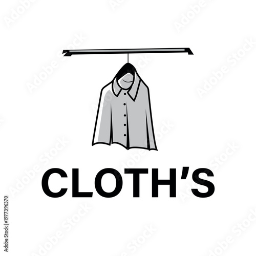 Modern clothing logo concept a clean illustration of a shirt on a hanger, perfect for fashion businesses, dry cleaners, or laundry services. Simple apparel branding