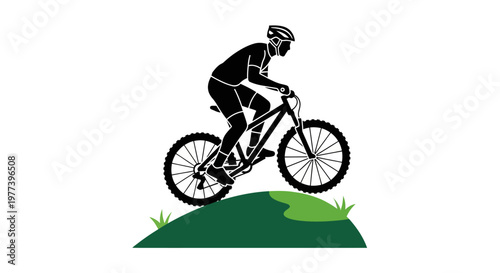 Man Riding Mountain Bike.