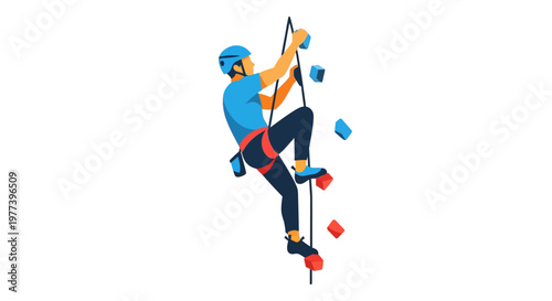 Man Rock Climbing Outdoors.