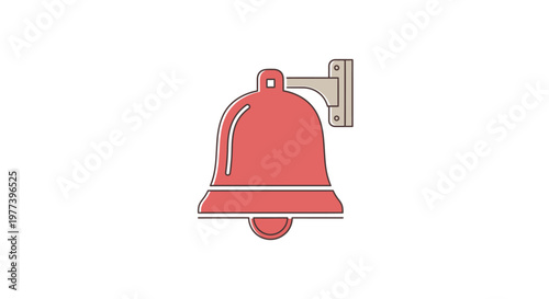 Red metal bell with bracket.