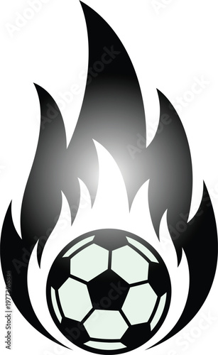 Soccer ball on fire flames sports illustration