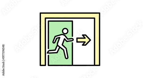 Emergency exit sign with running man.