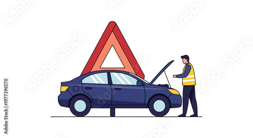 Man with broken down car.