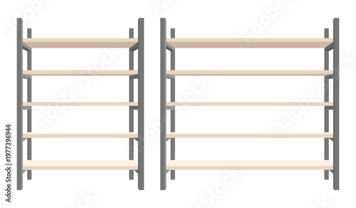 Modern steel and wooden bookcase