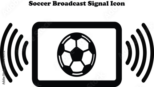 Soccer broadcast signal icon with football and Wi-Fi symbol