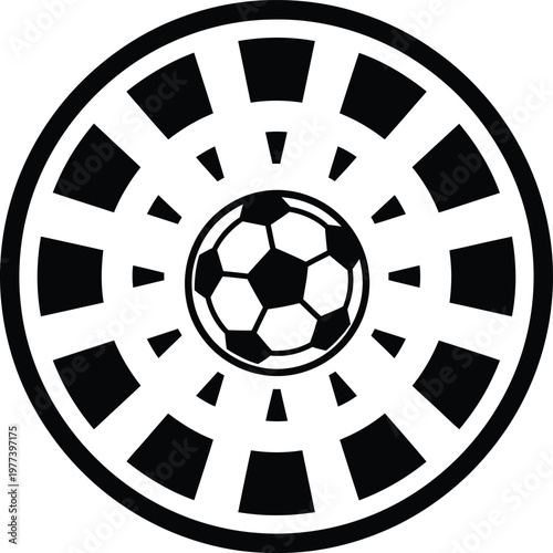 Soccer Ball Icon with Dynamic Motion Lines Black and White