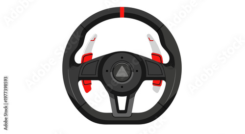 Racing Steering Wheel Closeup.