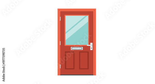 Red Door with Glass.